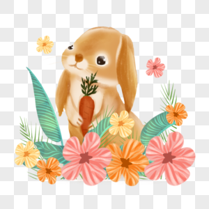 花卉卡通动物兔子图片