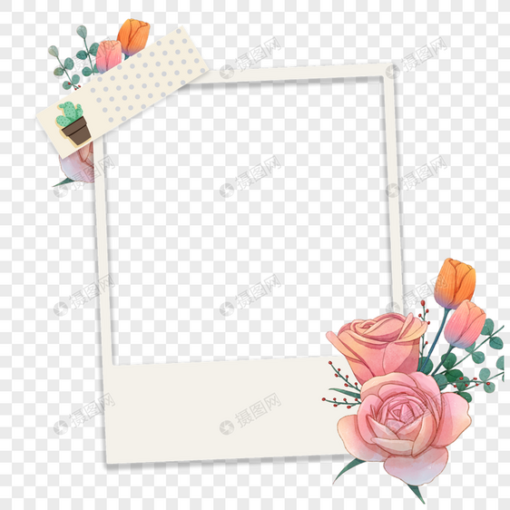 粉色玫瑰花瓣手账花卉相框图片