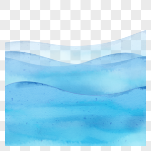 蓝色波纹海浪水彩边框图片