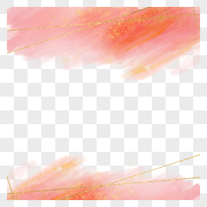 金色线条喷溅效果粉红色水彩笔刷边框图片