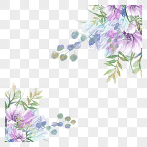 水彩花卉花朵金框植物婚礼框架图片