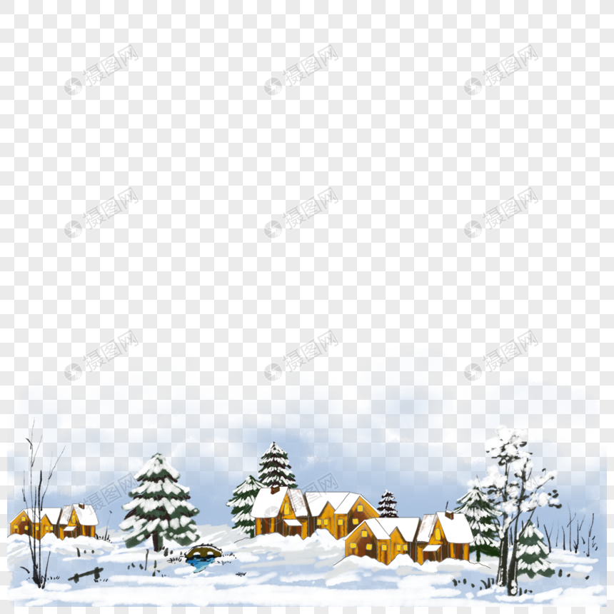冬季雪景房屋圣诞节日图片