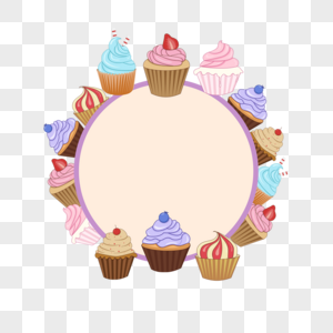 纸杯蛋糕甜点装饰圆形边框高清图片
