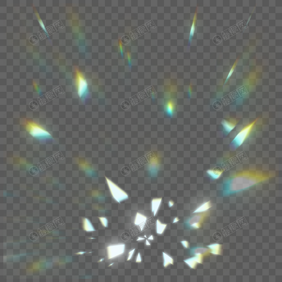 水晶玻璃钻石的彩虹折射光效图片