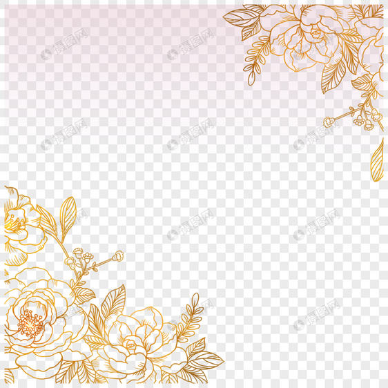 金边素描春季花卉边框图片