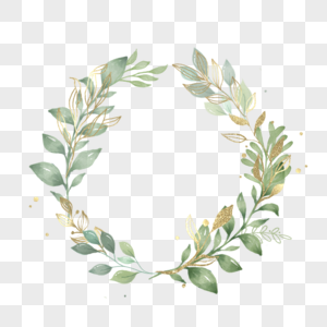 金箔叶子植物婚礼花环装饰图片