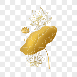 美丽金色莲花渐变植物金属高清图片