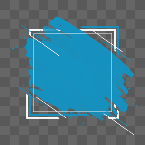 蓝色正方形笔刷促销边框图片