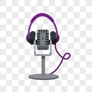 紫色耳机灰色迈克图标高清图片