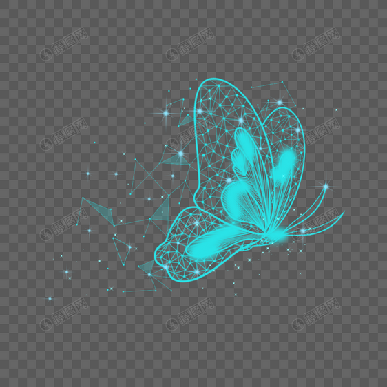 抽象蓝色可爱光效蝴蝶图片