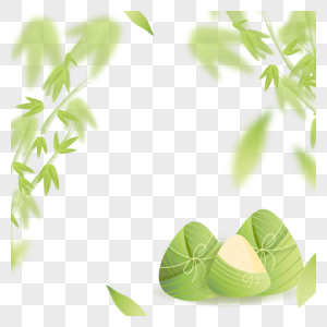 绿色清新竹叶端午节粽子边框图片