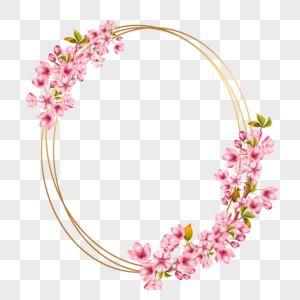 春天樱花枝条椭圆边框图片
