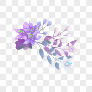 紫色水彩花卉标题框图片