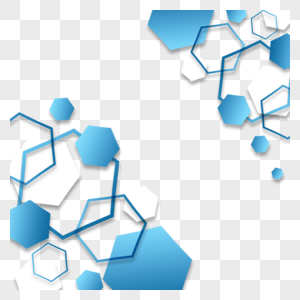 六边形叠加渐变抽象线条蓝色边框图片