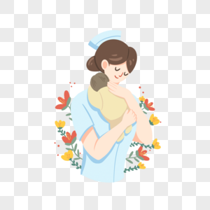 国际助产士日护士抱着可爱的小孩高清图片