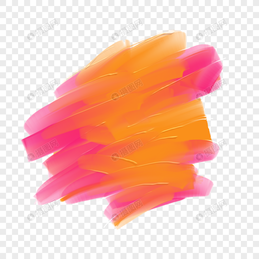橙色和粉色质感撞色水彩笔刷图片