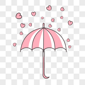 粉色雨伞和爱心雨图片