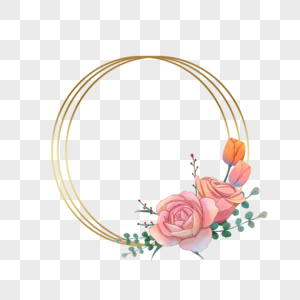 圆形水彩花卉婚礼边框图片