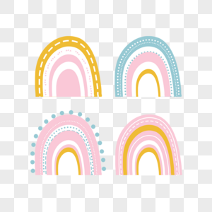 波西米亚风格淡粉色卡通彩虹图片