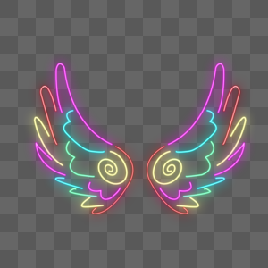 多彩霓虹光效翅膀图片