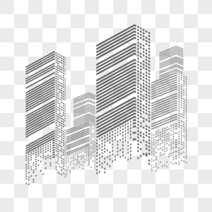 黑色抽象色块线条组合城市建筑图片