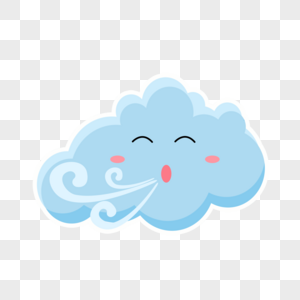 可爱的卡通蓝色云层吹着冷气图片