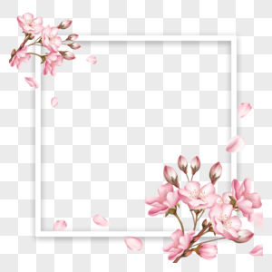粉色春天樱花正方形边框图片