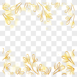 金色树叶植物花卉线稿边框图片