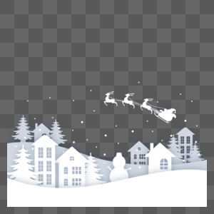 圣诞白色建筑松树冬季剪纸图片