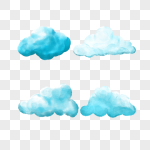蓝色水彩云朵晴空云朵图片