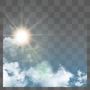 写实蓝天云朵太阳光光效图片