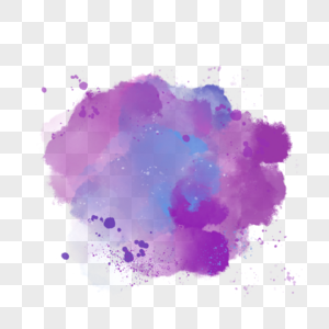 紫色的水彩飞溅透明墨迹图片