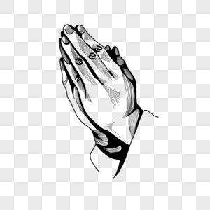 黑白线条祈祷的手势图片