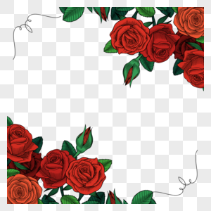 红色玫瑰复古花卉边框图片