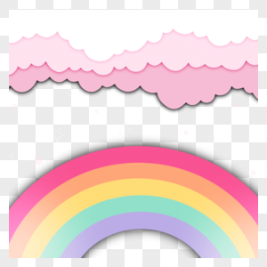 粉色多层云朵剪纸彩虹背景图片