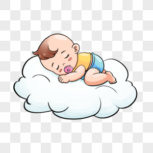 卡通婴儿睡在云朵上图片
