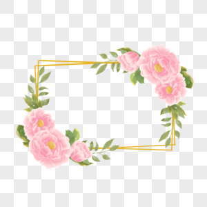 水彩牡丹花卉贺卡边框粉色图片