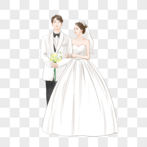 新郎新娘婚礼水彩图片