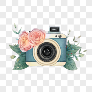 粉色水彩花卉相机图片