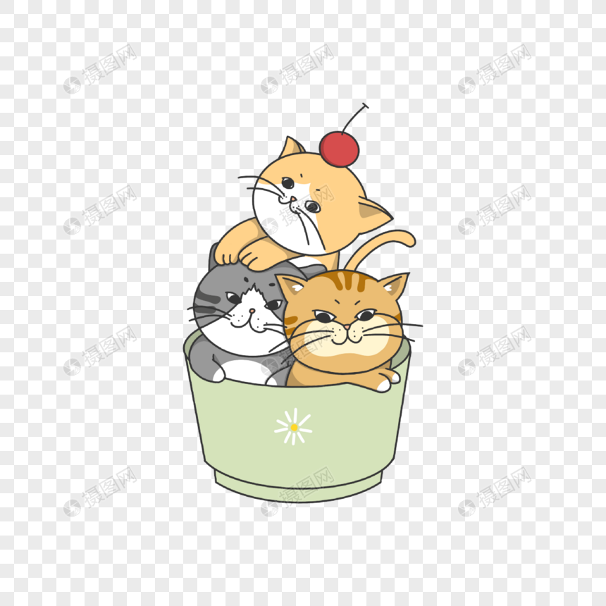猫咪甜品可爱卡通图片