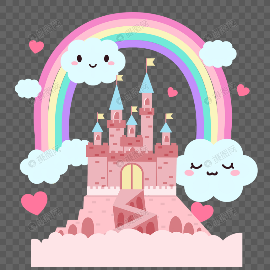 可爱粉色城堡卡通图片