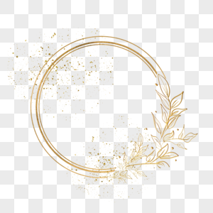 金线婚礼花卉圆形边框图片