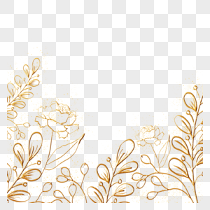 金色牡丹叶子植物花卉线稿边框图片