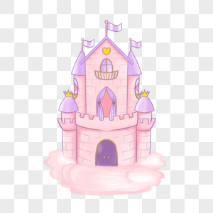 水彩公主城堡粉色图片