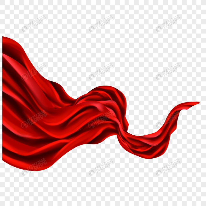 布料丝绸缎面抽象风格飞舞的大红绸图片