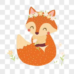 斯堪的纳维亚风格狐狸戴着雏菊花冠图片