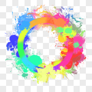 彩色喷溅彩虹圆圈边框图片