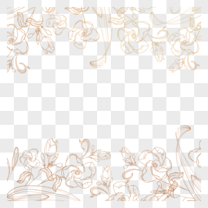 植物线稿花卉金色边框图片