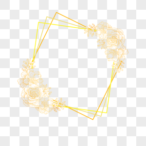 金线花卉婚礼花朵金色边框图片
