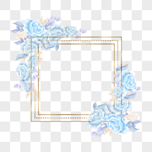 蓝色玫瑰花蓝金花卉花朵边框图片